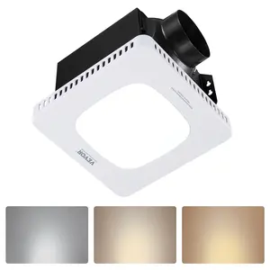 VEVOR Bathroom Exhaust Fan with LED Light, 130 CFM Bathroom Vent Three Gear Color Temp, 1.5 Sones Low-Noise, Premium AC Motor Ceiling Fan for Laundry Room, Storage Room, Home Ventilation, White