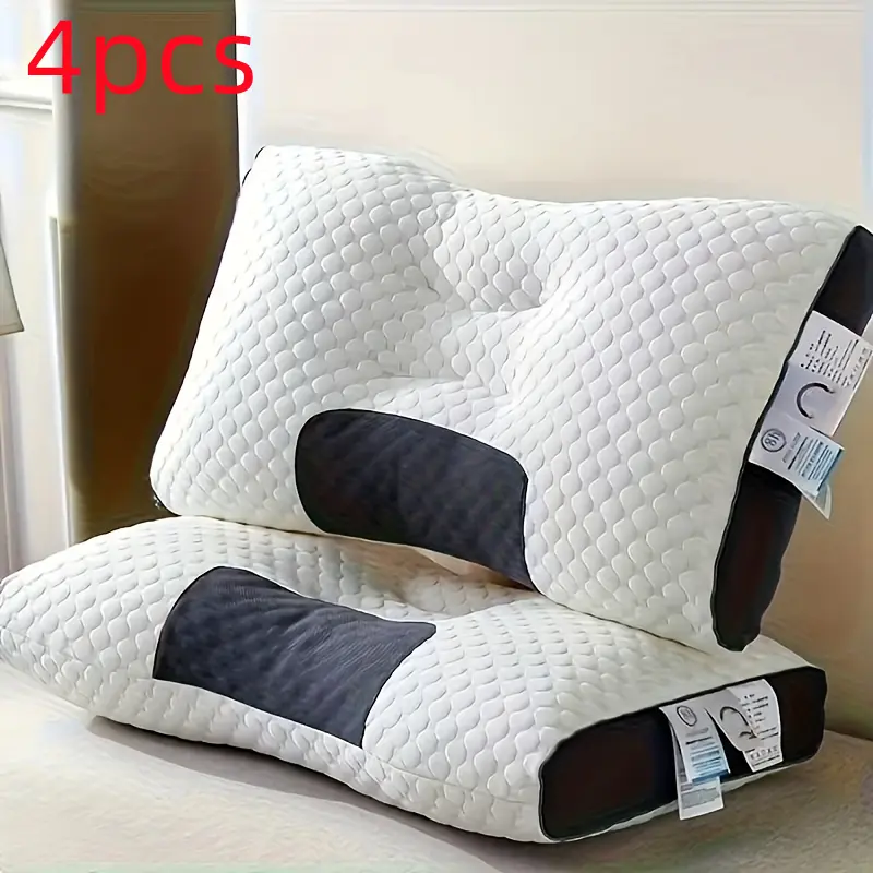 4pcs quilted design neck pillow - soft, sleep-inducing support, anti-allergy polyester cover, detachable and washable, modern neck pillow; soft weaving, neck and shoulder pillow, Anti-Allergenic, Polyester Fill