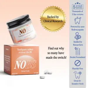 NOBS Toothpaste Tablets Citrus Crush Fluoride Free Vegan Anti Plaque Oral Long Lasting Nano Hydroxyapatite Safe for Children NOBS Toothpaste Tablets Citrus Crush Fluoride Free Vegan Anti Plaque Oral Long Lasting Nano Hydroxyapatite Safe for Children