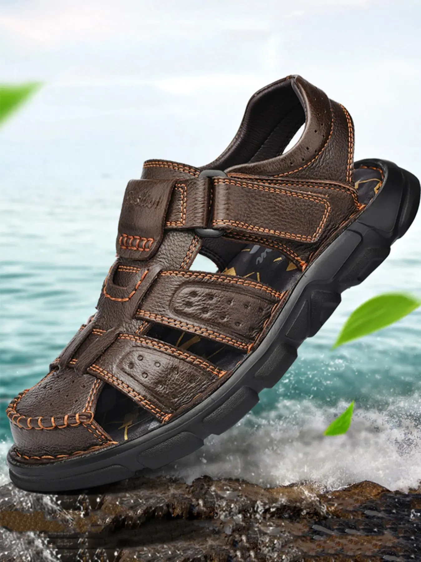 Men's Summer Fashionable Plain Color Classy Sandals, Casual Comfortable Non-slip Beach Shoes, Breathable Sandals for Outdoor Beach Vacation, Strapy Sandals, Stylish Summer Footwear, Footwear, Water Sandals, Lightweight Beach Sandals, Beach Walking Sandals
