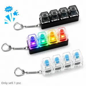 4-IN-1 Keyboard Fidget Toy, Keyboard Clicker with LED Light, Keyboard Fidget Keychain, Keyboard Button Finger Clicker for Anxiety Relief