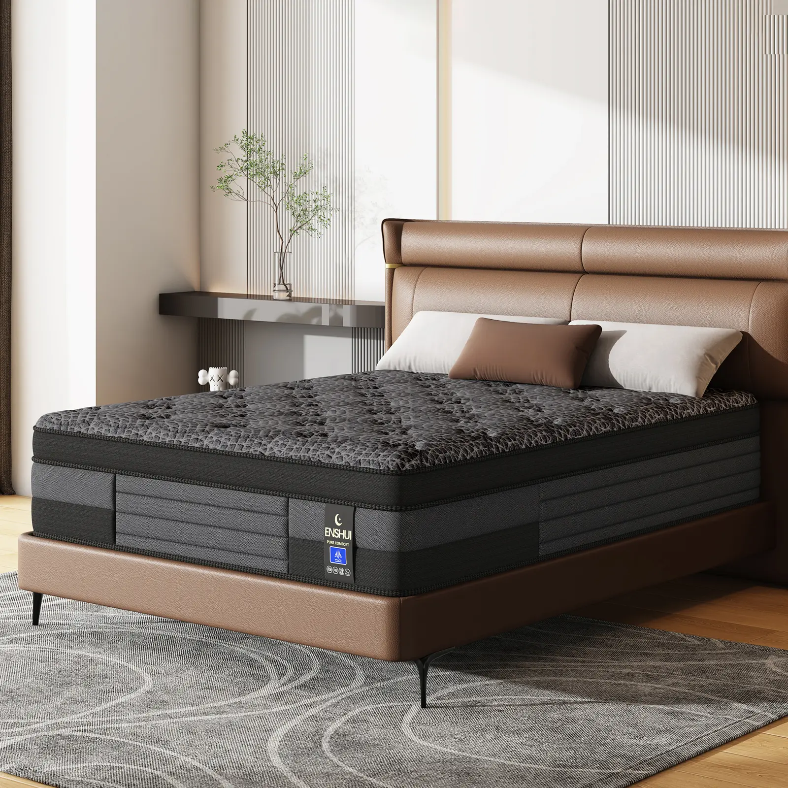 【Summer Sale Deals】12 Inch Twin, Full, Queen, King Mattress Memory Foam And Spring, Hybrid MattressMedium Firmness,  For Home Rooms Hotels, Boxed Halloween ChristmasGift Furniture Ergonomic queen size mattress Interior Modern
