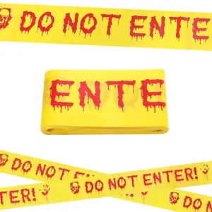 Halloween Decorations Caution Tape 2.95 Inches 100 Feet Do Not Enter Tape Scary Blood Handprint Fright Tape for DIY Halloween Party Indoor Outdoor
