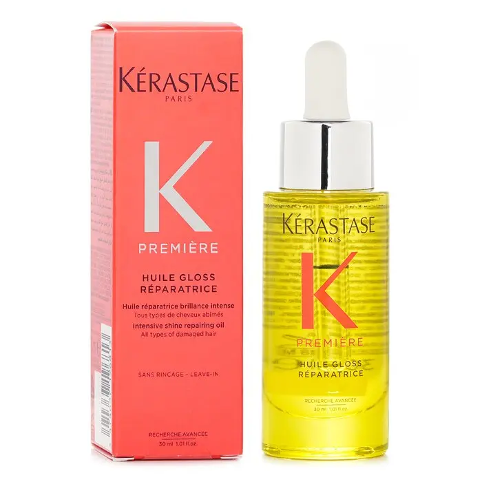 Kérastase Hair Treatment Oil Restore & Shine - Weightless repairing oil for all hair types, repairs split ends, boosts gloss & resilience with peptides, glycine & citric acid, 30ml, made in Spain