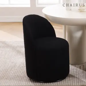 【Mother's Day Gifts】CHAIRUS Swivel Accent Chair, Modern Dining Chair with Round Barrel Back for Dining Room, 1 PC, Black Sherpa