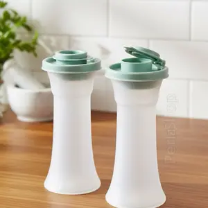 Classic Style 6oz Sage Green Glass Salt and Pepper Set of 2, Lidded Kitchen Seasoning Utensils
