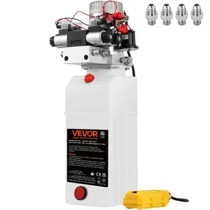 VEVOR Hydraulic Pump, 8 Quart/2 Gal Double Acting Dump Trailer Pump DC 12V, 3200 PSI Max Relief Pressure, Electric Hydraulic Power Unit for Dump Trailer Car Lifting (with 4pcs SAE #6 Connectors)VEVOR Super Brand Day