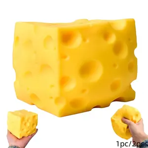 1 PC Cheese Squishy Cube Block, Squishy Fidget Toys for Adults & Teens, Easter Basket Stocking Stuffers, Sensory Stress Ball Squeeze Toys for Stress ReliefAvailable in various sizes