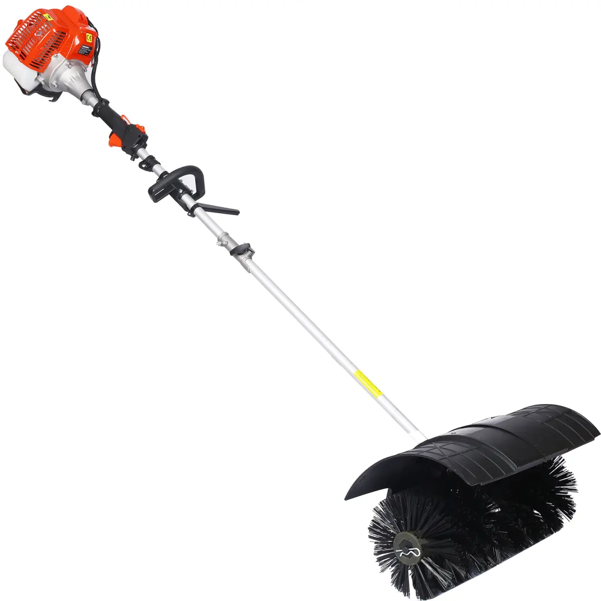 Power Broom,Gas Powered Sweeper Brush Broom, Cordless Hand Held Walk Behind Power Shovel Snow Cleaner for Driveway Lawn Garden, 52CC 2-Stroke, 2.4HP (21x10 EPA) Nylon Brush High Power