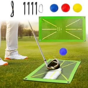 Golf Swing Training Tool Set, Includes Impact Pad, Four Tees, Hook, Magic Clip, 3 Balls, Indoor Outdoor Use, Perfect Gift