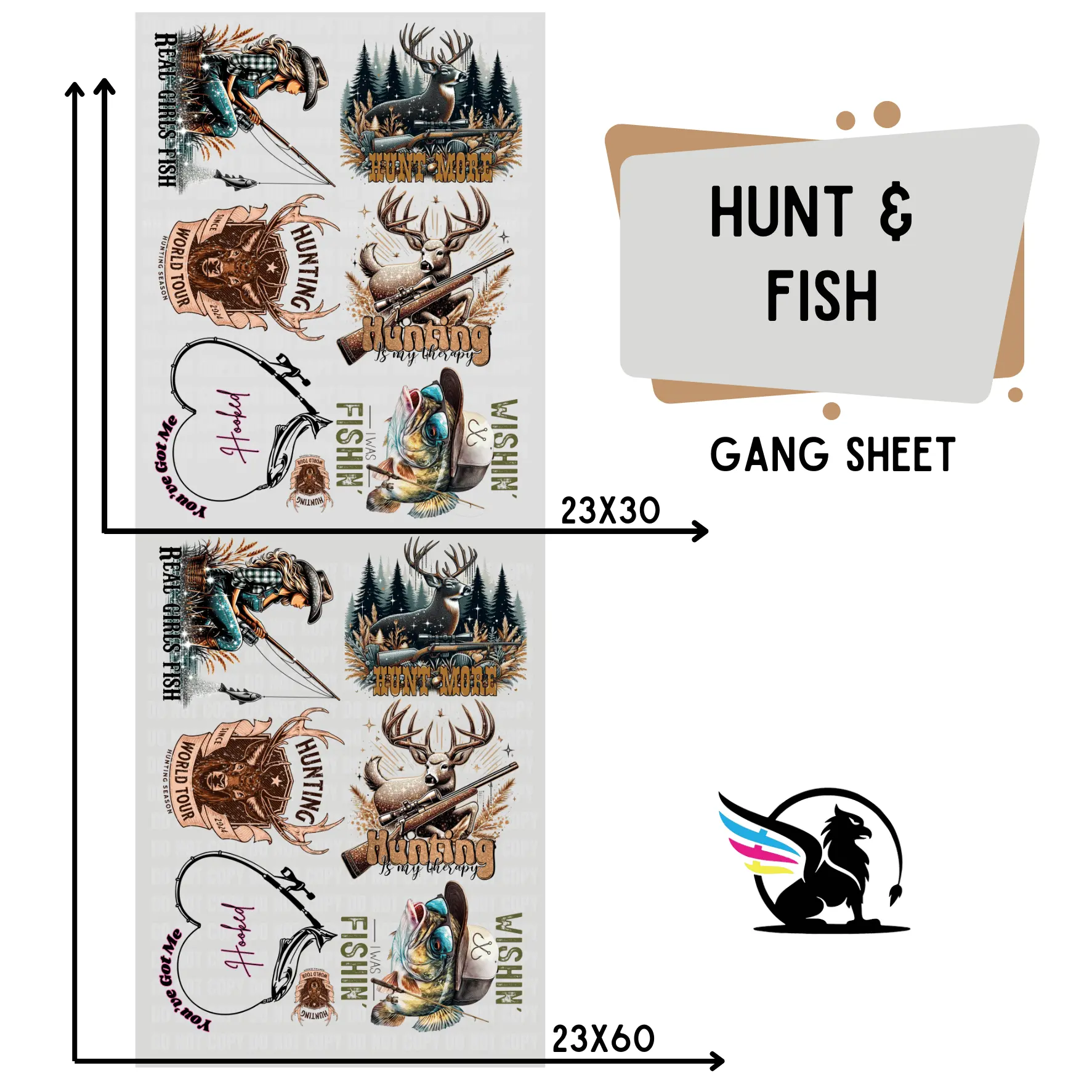 Hunt & Fish | Premade DTF Transfer Gang Sheet For Graphic Tees