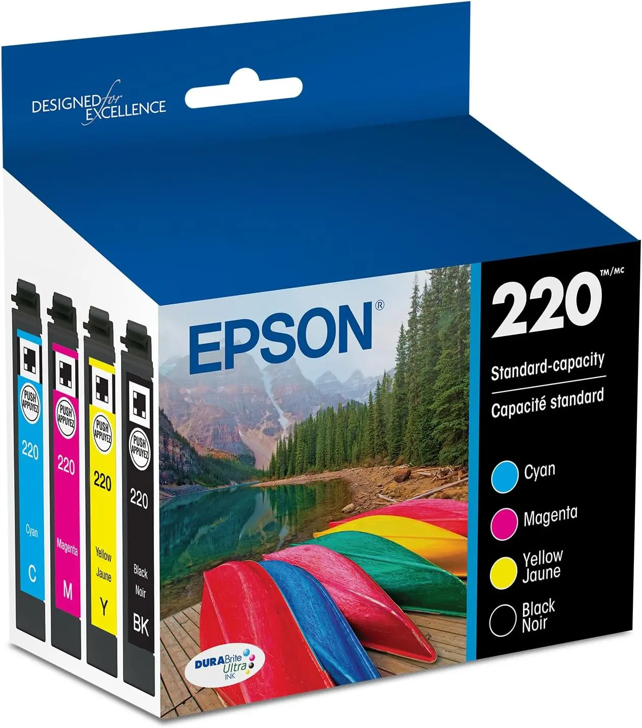 EPSON 220 DURABrite Ultra Ink Standard Capacity Black & Color Cartridge Combo Pack (T220120-BCS) Works with WorkForce WF-2630,2650, 2660, 2750, 2760 and Expression XP-320,420, 424