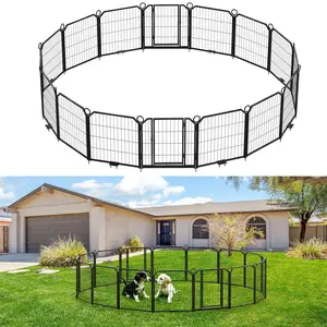 Steel Angled Pet Fence, Puppy Playpen, Dog Play Pen Indoors/Outdoor, 24 in 16 Panels Dog Pen for Puppies and Small Dogs