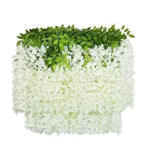 Artificial Wisteria Flowers Decor - Fake Hanging Vine Garland Fake Flowers Outdoor for Wedding/Home/Garden (UV Resistant Plastic Greenery)