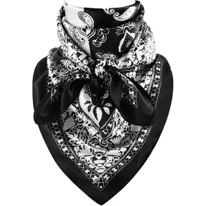 GERINLY 35 Inch Wild Rag Cowboy Scarves for Men, Large Rancher Neckerchief Silk Feel, Oversize Western Bandana