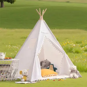 Teepee Tent for Kids –Cotton Play Tent, Foldable with Carry Bag, Indoor Play Tent for Girls & Boys