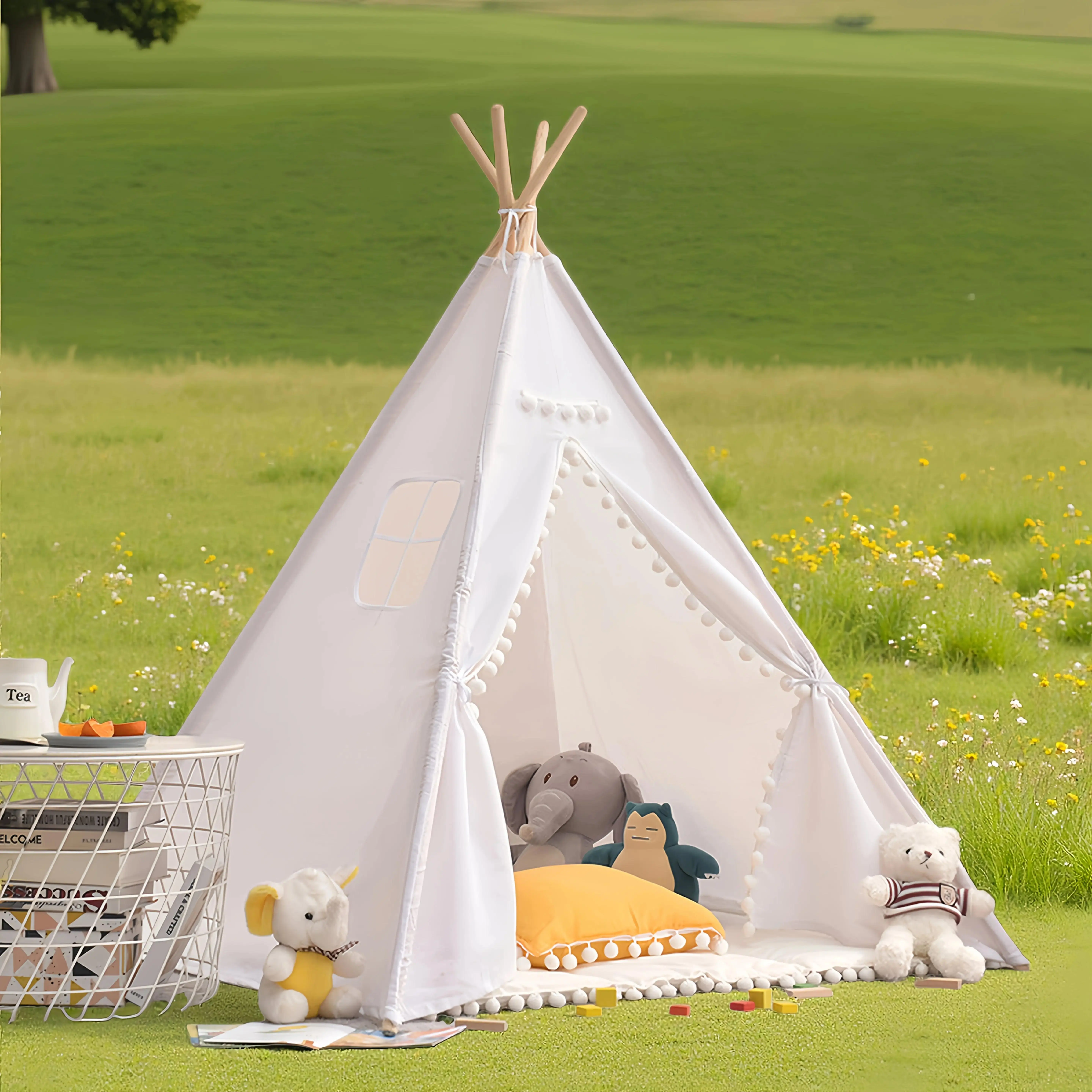 Teepee Tent for Kids –Cotton Play Tent, Foldable with Carry Bag, Indoor Play Tent for Girls & Boys