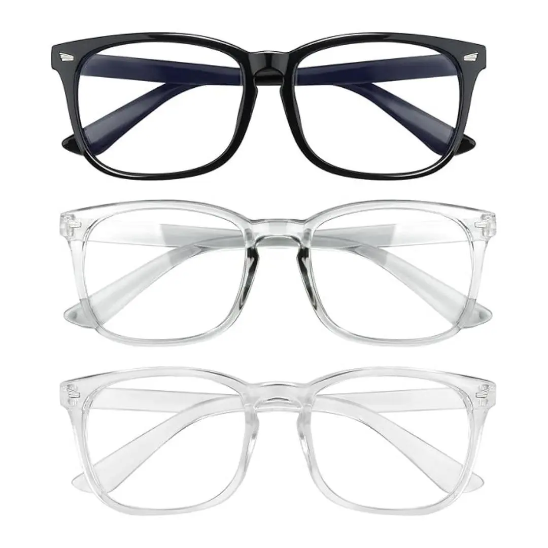 Blue Light Glasses, Computer/Gaming/TV/Phones Glasses for Women Men, UV Glare comfort(Light Black+Clear)