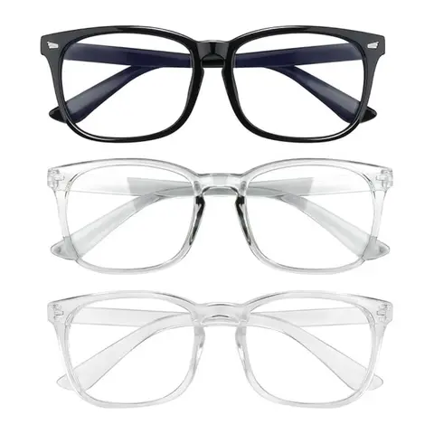 Blue Light Glasses - Anti-Eyestrain Eyewear, Anti-Glare, UV Resistant, Casual Frame Fashion Accessory for Screen Time, Video Games (B1 Light Black+Clear)