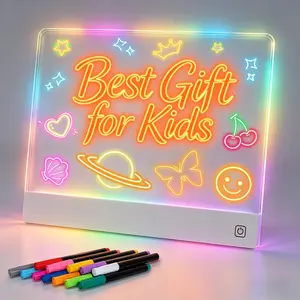 13" Rechargeable LED Kitchen Message Board & 12 Markers, 7-Color Glowing Menu Sign outdoorfun