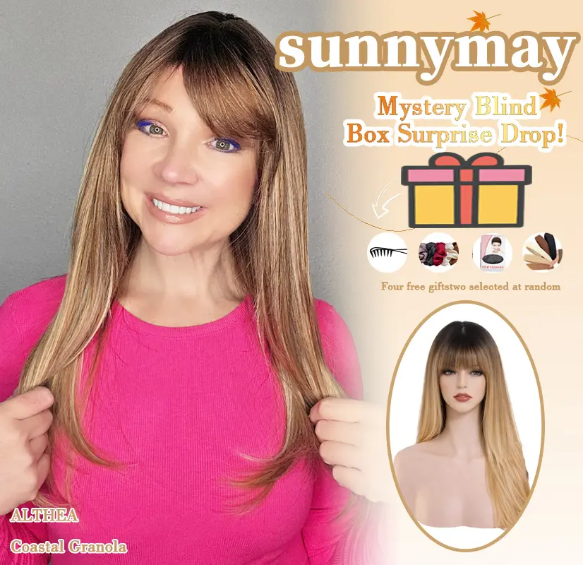 sunnymay 24 Inches Layered Style Women Fashion Synthetic Wig 「ALTHEA （THEA） Coastal Granola」 Blonde Highlight Synthetic Lace Wig glueless wigs deep wave wigs headband wigs chocolate brown wig wigs for women