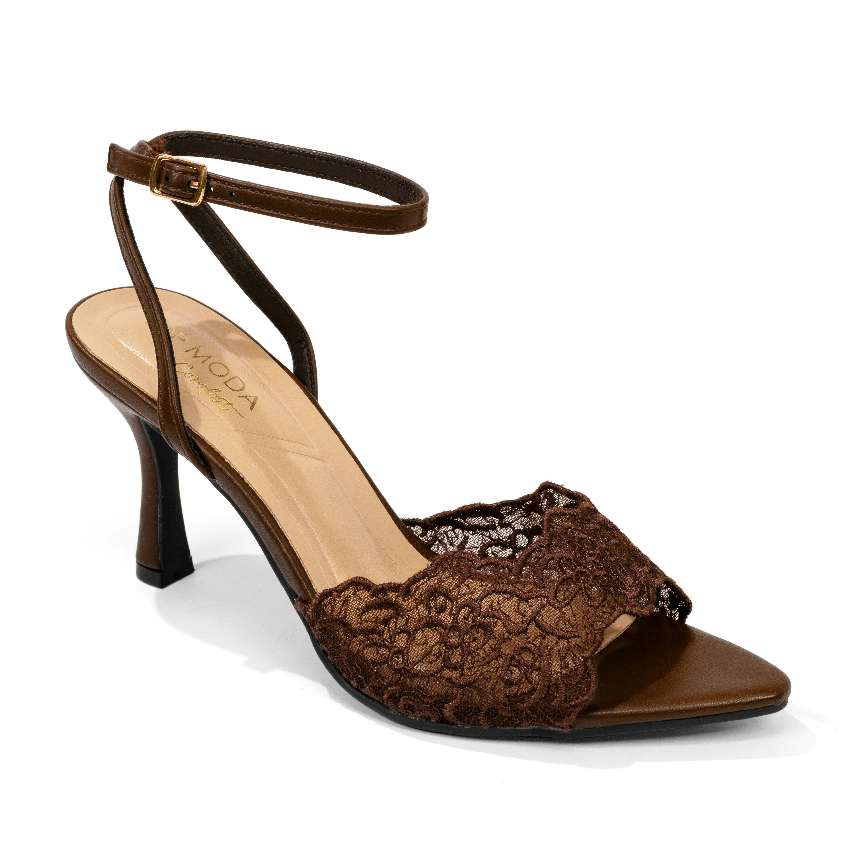 Breeta - Women's Pointed Toe Heeled Sandals - Ankle Strap with Buckle Closure