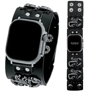 GOGARAMA  3D Scorpion Leather Watch Band Compatible with Apple Watch 49mm-38mm, Steampunk Style Iwatch Ultra2/ultra Strap, Stylish & Durable Design, Smartwatch Strap, Smart Watch Straps