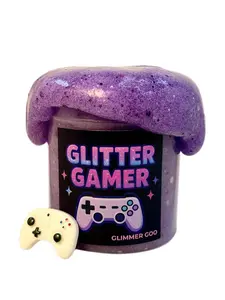 Glitter Gamer - Purple Sparkly Jelly Slime, Scented Slime, Video Game Themed Slime Gift, Candy Scented Slime with Gamer Charm