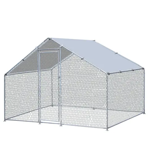 Segawe Large Metal Poultry Coop Enclosure - Heavy-Duty Steel Frame Resists Wear, Lockable Door, Waterproof Cover, Chicken Wire Fence, Predator Safe Metal Frame for Outdoor Farm Use