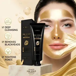 24K Gold Snail Mucin Face Mask Deep Pore Cleansing Blackhead Removal Oil Control Tear Off Moisture Peel Off Mask for Clear Smooth & Glow Skin