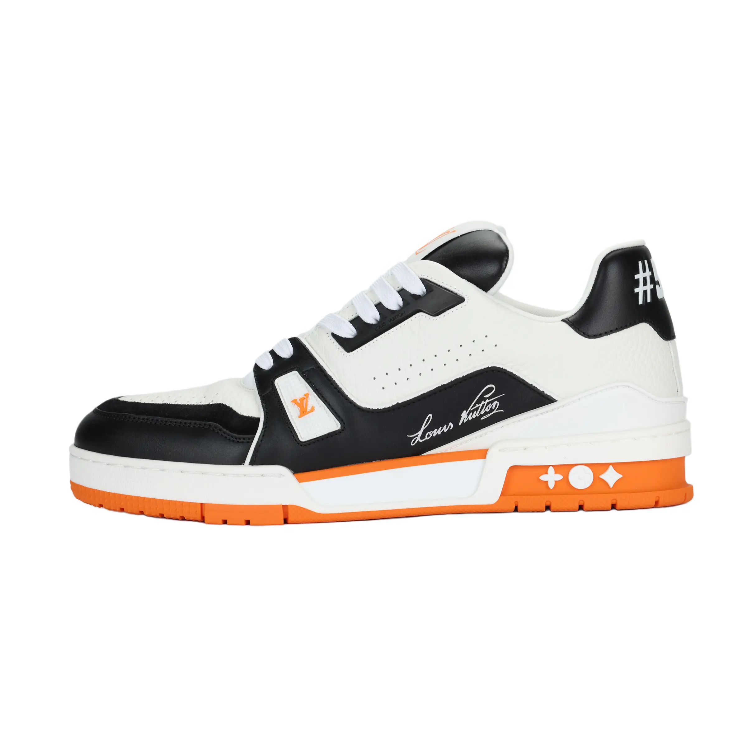 Louis Vuitton Men's Leather Low-Top Lace-Up Rubber Trainer - Orange Athletic Closed Casual Shoes, House White Official Footwear with Maison Mihara Verifiable Credentials & Global Authentication Support