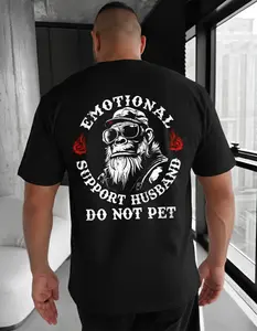 Emotional Support Husband T-Shirt, Gorilla Humor Graphic, Funny Marriage Casual Wear, Soft Cotton, Made In USA, For Youth & Adult