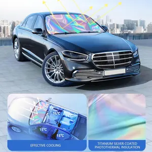 Sunshade car front windshield laser titanium color sunshade, iridescent car sunshade foldable sun screen shroud, blocks UV rays, car light sunshade, keeps car interior cool, fits most cars