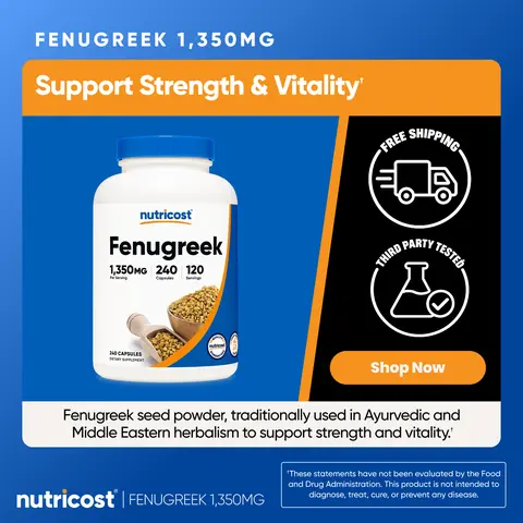 Nutricost Fenugreek Capsules Supplement - 240 Capsules