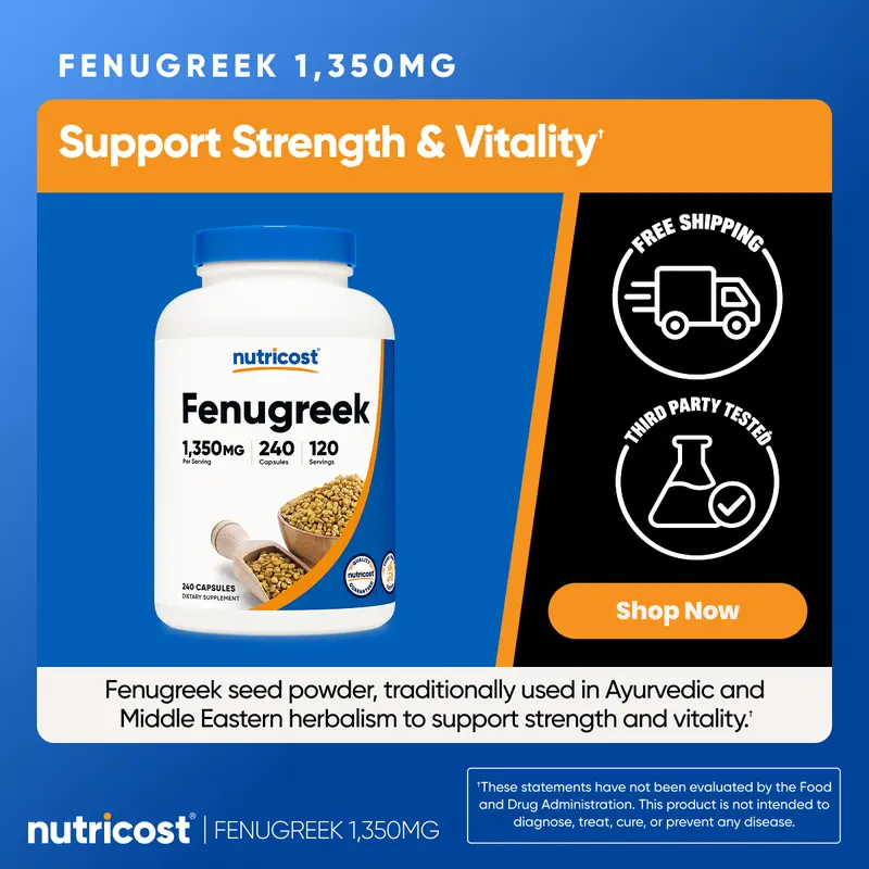 Nutricost Fenugreek Capsules Supplement - 240 Capsules