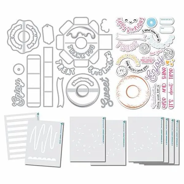 Diamond Press 3D Donut Box Stamp, Die & Stencil Kit Diamond Press 3D Donut Box Stamp, Die & Stencil Kit