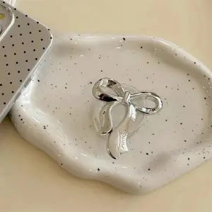 Cute Silvery 3D Bowknot GripTok Clear Phone Finger Ring Holder Stand Support For iPhone Samsung Foldable Socket Girl Bracket 2026 Wireless Induction Bluetooth Speaker Cellphone Smartphone Women Women Women Adjustable Chest Strap Shower luka  polo chain