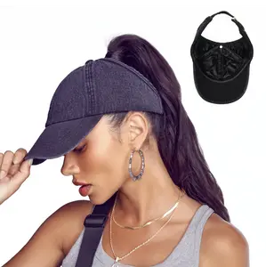 Arria Backless Denim Baseball Cap with Satin Lining - Adjustable Fit