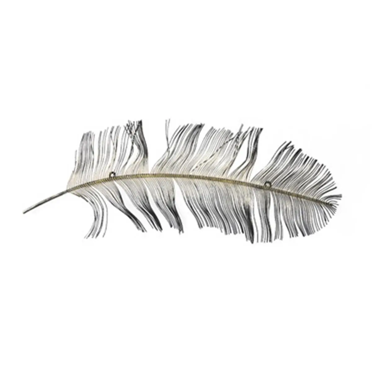 CheungsRattan 4736 Handcrafted Metal Peacock Feather Wall Decoration - 13.25"h x 1"w x 37.25"l Wall Mount Ornaments with Attached Hook, Room Art Home Hanging Accent, Feather Shape