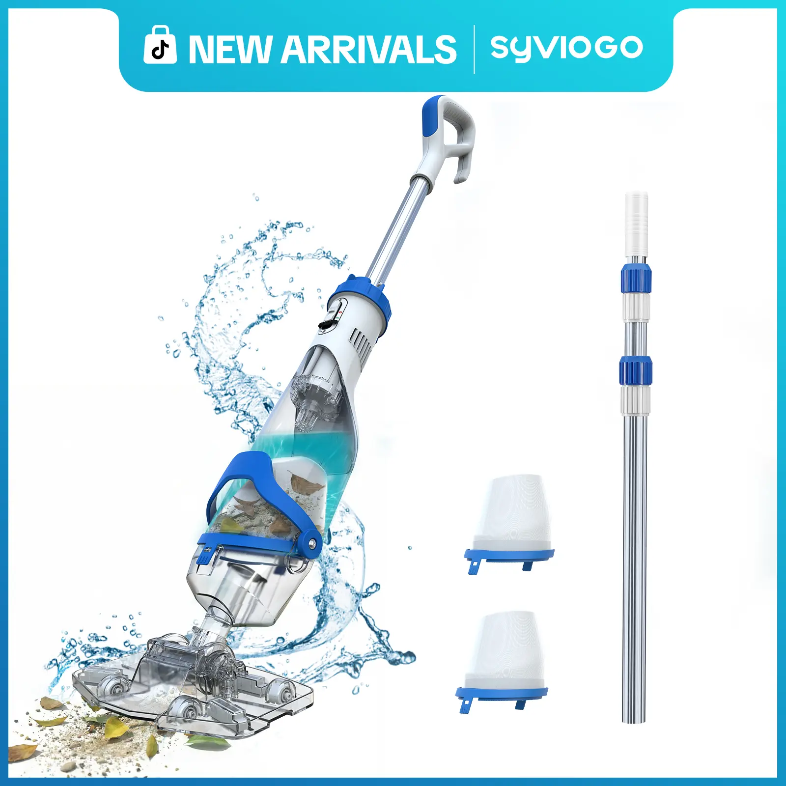 Enhulk Newest PC18 Pool Vacuum for Above Ground Pool with Telescopic Pole, Running time up to 1H, Handheld Design with Powerful Suction up to 18.5 gallon/min Ideal for Leaves, Debris,campingessentials,outdoorfurnitureset,campinggear