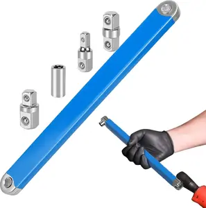 Offset Extension Wrench, Upgraded Impact Ready Extension Wrench Set with 4pcs 1/2", 1/4" and 3/8" Square Drive Adapters, Universal Extensions Wrench for Hard-to-reach Place