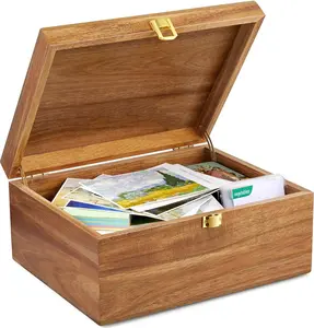 Wooden Keepsake Box, Large Acacia storage box with a Hinged Lid, Memory treasure box for Crafts and Photo Storage