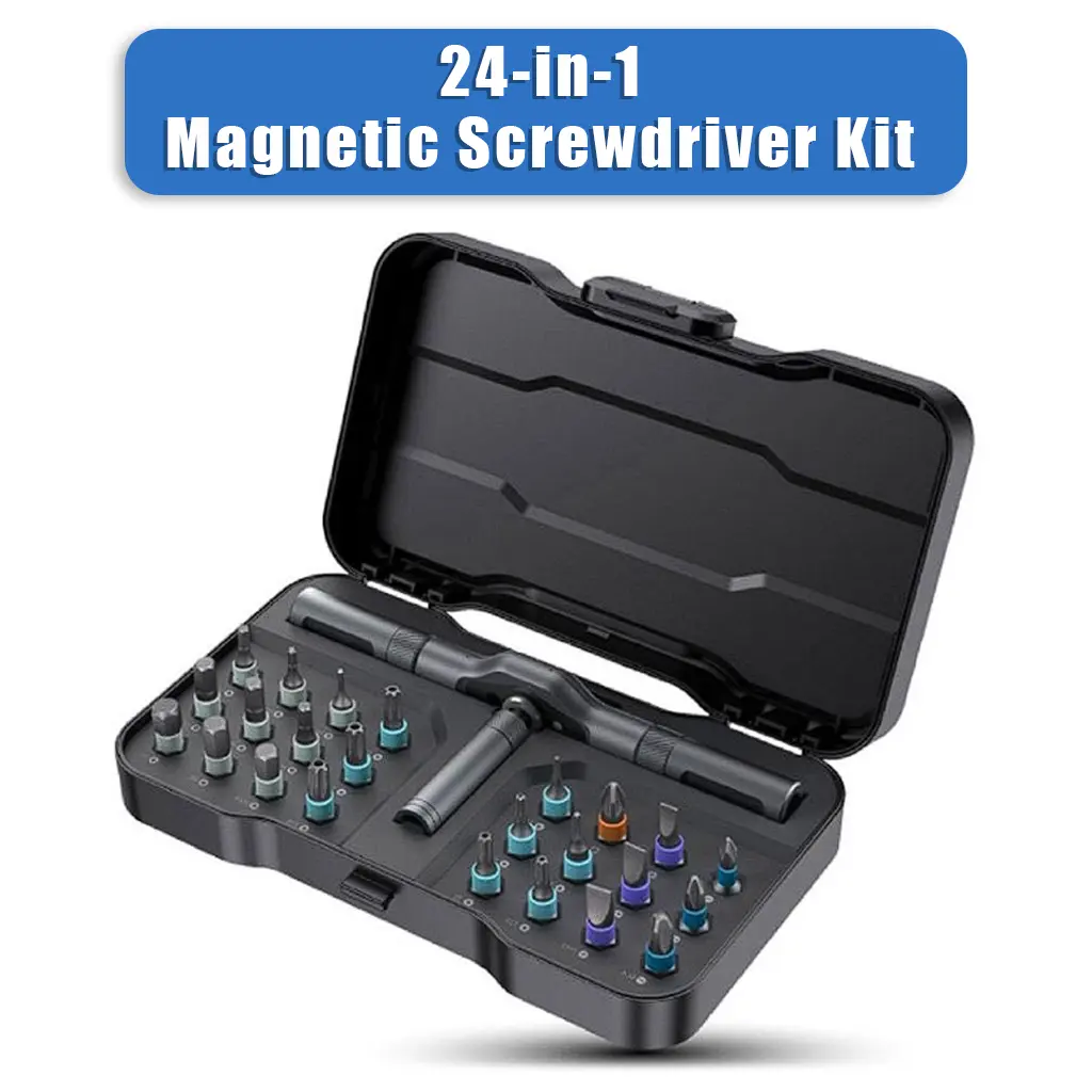 24 in 1 DIY Screwdriver Set,1 Set Switchable Screwdriver Shape Magnetic Screwdriver Set,Compact and Portable Ratchet ScrewOdriver SetHome Repair Tool Box Kit Trauma Headrest Patrol pump suction home Multi-Purpose