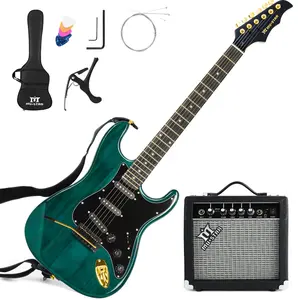 Mustar Electric Guitar Kit with 25W Amp 39 Inch Full Size Solid Wood Guitar Beginner Friendly Set Includes Gig Bag Capo Strap Cable Picks Perfect Gift