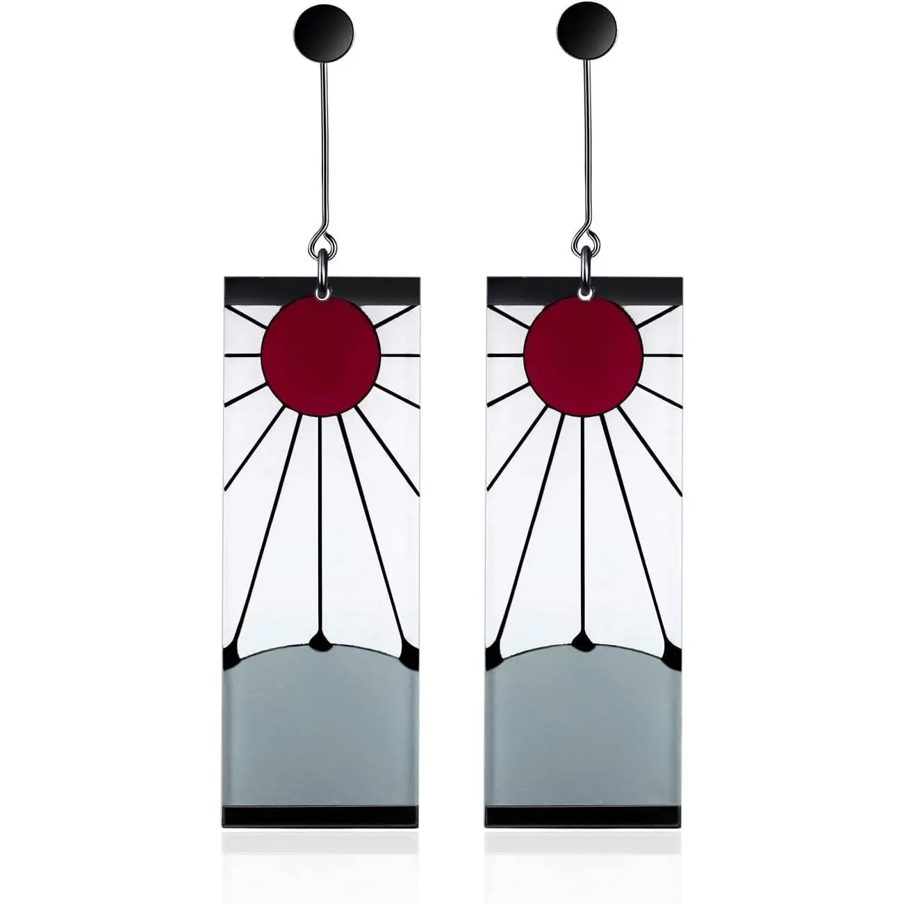 925 Sterling Silver Tanjiro Earrings,Anime Cosplay Tanjiro Black Earrings Ear clip For Men Women Earrings