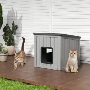 [dealsforyoudays] Outdoor Resin Cat House with Roof, Weatherproof Shelter for Small Pets, Stylish and Durable for Patio & Backyard