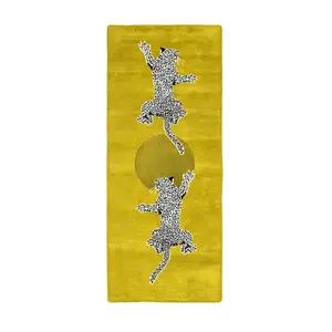 Leopards on Silky Road Hand Tufted Wool Rug Runner