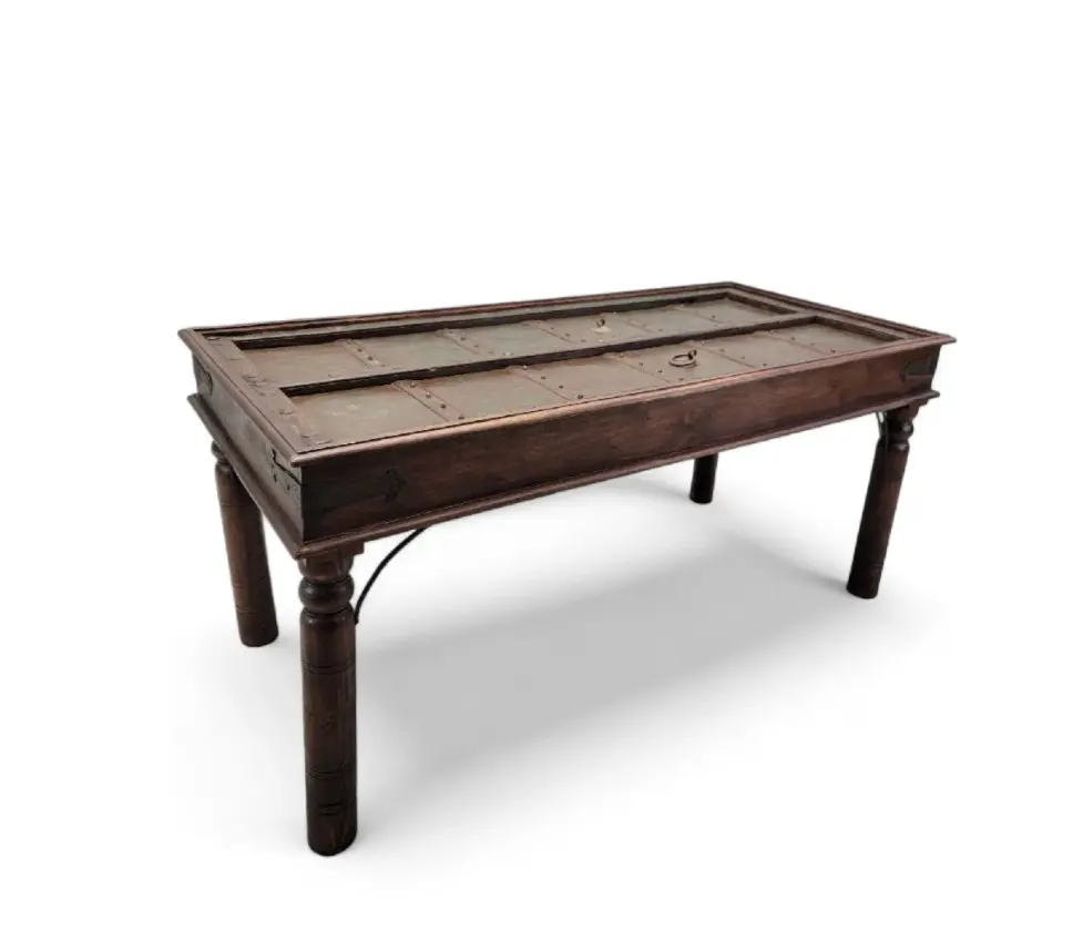 Antique Rustic Table Crafted from Historic Indian Door