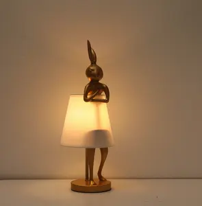 Bunny Lamp Resin Gold Rabbit Desk Light Bedroom Bunny Night Light Christmas Decorations Christmas Gifts Energy Efficient Nightstand Lamp,as Present for Belover