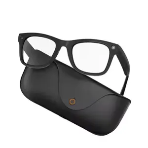AI Smart Glasses with 8MP HD Camera, First-Person Video Recording, Open-Ear Audio, Real-Time Translation, Voice Assistant, Leather Charging Case for Travel and Daily Use